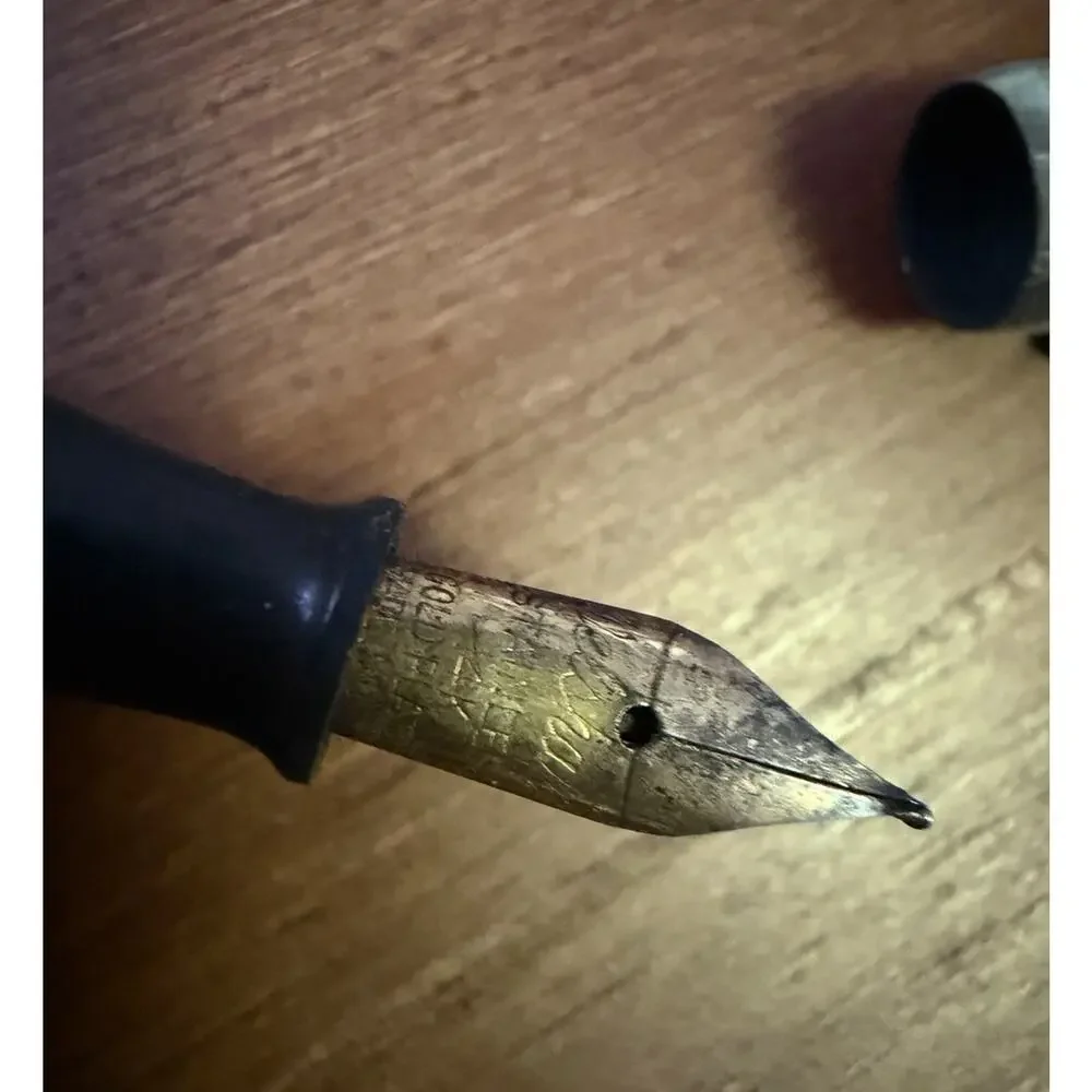 1930s Rare Welsharp Marbled Celluloid Fountain Pen w/14 K Gold Plating U.S. Made